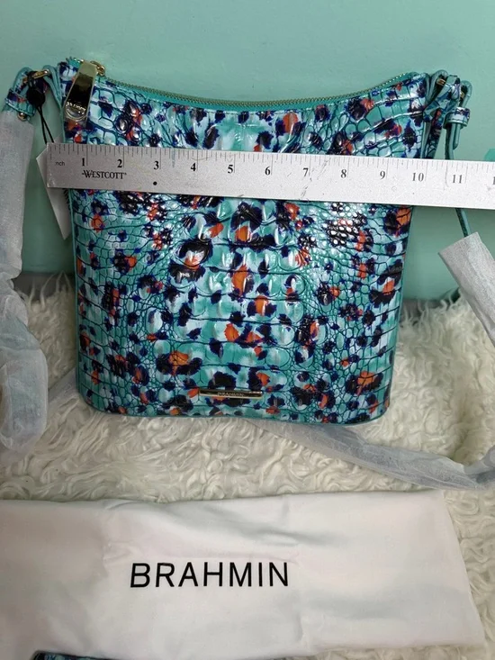 New Brahmin Katie Frisky Melbourne Turquoise Floral  Crossbody/Wallet - Picture 10 of 17